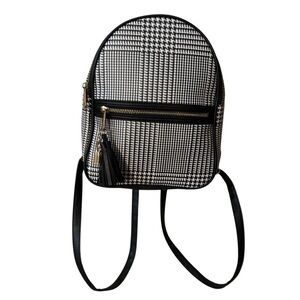 NEW Icing Mini Backpack Black and White Houndstooth Vegan Leather Gold Hardware